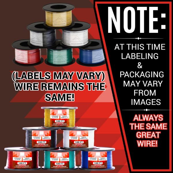 14 Gauge Wire Combo 6 Pack 12V 100'FT per Roll (600 ft Total) 14 Gauge Auto Wire Copper Clad Aluminium Low Voltage 14 Gauge Wire - Image 2