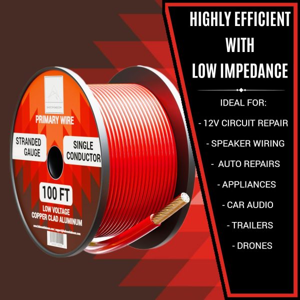 14 Gauge Wire Combo 6 Pack 12V 100'FT per Roll (600 ft Total) 14 Gauge Auto Wire Copper Clad Aluminium Low Voltage 14 Gauge Wire - Image 4