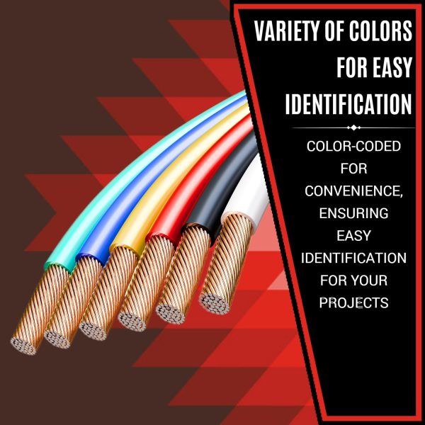 14 Gauge Wire Combo 6 Pack 12V 100'FT per Roll (600 ft Total) 14 Gauge Auto Wire Copper Clad Aluminium Low Voltage 14 Gauge Wire - Image 6