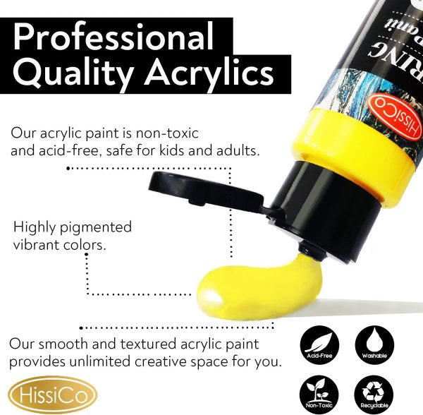 Acrylic Paint Set of 36 Colors 2fl oz 60ml Bottles,Non Toxic 36 Colors Acrylic Paint No Fading Rich Pigment for Kids Adults Artists Canvas Crafts Wood Painting - Image 3