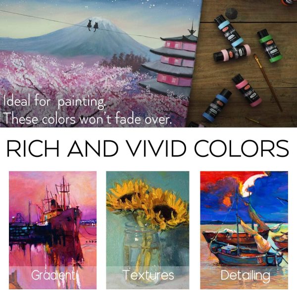 Acrylic Paint Set of 36 Colors 2fl oz 60ml Bottles,Non Toxic 36 Colors Acrylic Paint No Fading Rich Pigment for Kids Adults Artists Canvas Crafts Wood Painting - Image 4