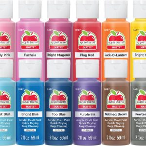 Apple Barrel, Vibrant Spectrum Collection Acrylic Craft Paint, PROMOABIII, 2 fl oz each, 16 assorted matte colors, 16 count