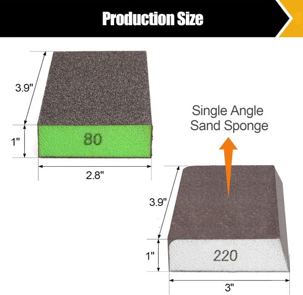 BOSHCRFAT 10 Pack Sanding Block, Washable and Reusable Sanding Sponge for Wood Drywall Metal Glasses Coarse/Medium/Fine/Superfine in 60/80/100/120/180/220 Grit Sandpaper Block Sand Paper Brick - Image 3