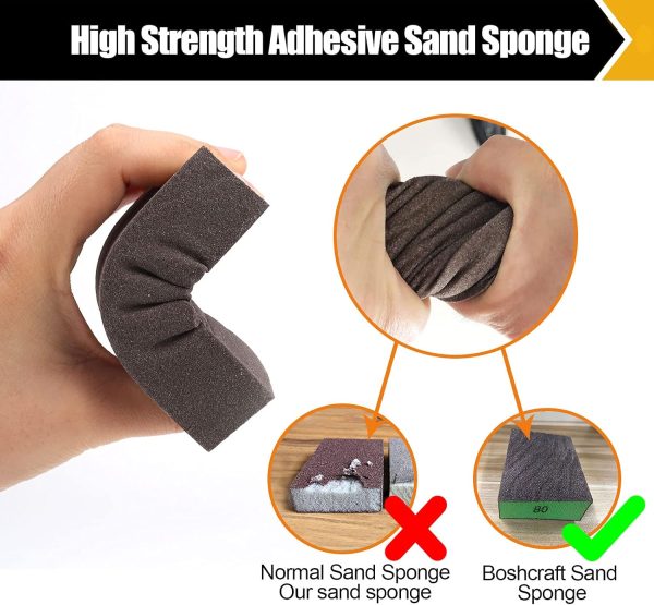 BOSHCRFAT 10 Pack Sanding Block, Washable and Reusable Sanding Sponge for Wood Drywall Metal Glasses Coarse/Medium/Fine/Superfine in 60/80/100/120/180/220 Grit Sandpaper Block Sand Paper Brick - Image 4