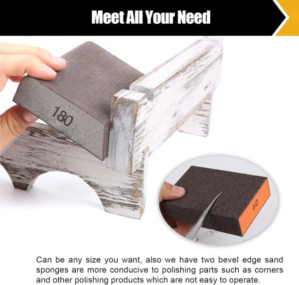 BOSHCRFAT 10 Pack Sanding Block, Washable and Reusable Sanding Sponge for Wood Drywall Metal Glasses Coarse/Medium/Fine/Superfine in 60/80/100/120/180/220 Grit Sandpaper Block Sand Paper Brick - Image 6