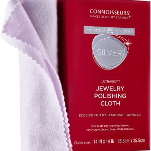 CONNOISSEURS Premium Edition Extra Large 14x14 Ultrasoft Silver Jewelry Polishing Cloth with Anti-Tarnish, Value Size 14x14 Inches