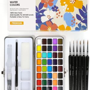 Grabie Watercolor Paint Set, Great for Painting, 50 Colors, Detail Paint Brush Included, Art Supplies, for Artists, Amateur Hobbyists and Painting Lovers