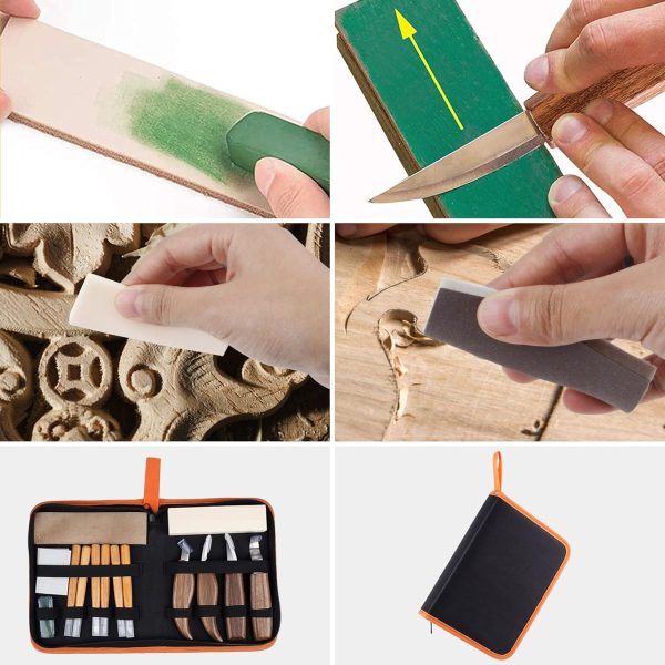 26-in-1 Wood Carving Kit with Detail Wood Carving Knife, Whittling Knife, Wood Chisel Knife, Gloves, Carving Knife Sharpener for Spoon, Bowl, Kuksa Cup (26PCS) - Image 5