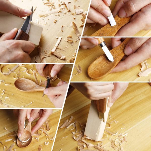 26-in-1 Wood Carving Kit with Detail Wood Carving Knife, Whittling Knife, Wood Chisel Knife, Gloves, Carving Knife Sharpener for Spoon, Bowl, Kuksa Cup (26PCS) - Image 7