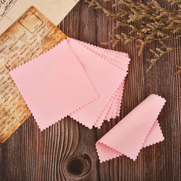 SEVENWELL 50pcs Jewelry Cleaning Cloth Pink Polishing Cloth for Sterling Silver Gold Platinum Small Polish Cloth 8x8cm - Image 5